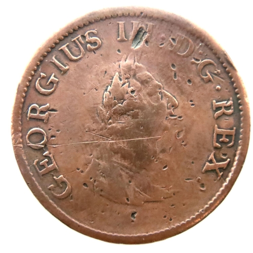 3086 - 1805 Hibernia halfpenny of George III. P&P Group 1 (£14+VAT for the first lot and £1+VAT for subsequ... 