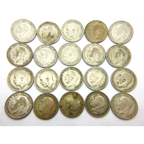 3090 - Twenty shillings of George V, various dates. P&P Group 1 (£14+VAT for the first lot and £1+VAT for s... 