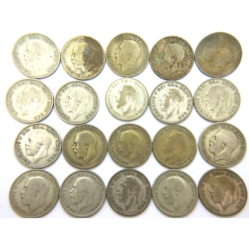 3092 - Twenty shillings of George V, various dates. P&P Group 1 (£14+VAT for the first lot and £1+VAT for s... 