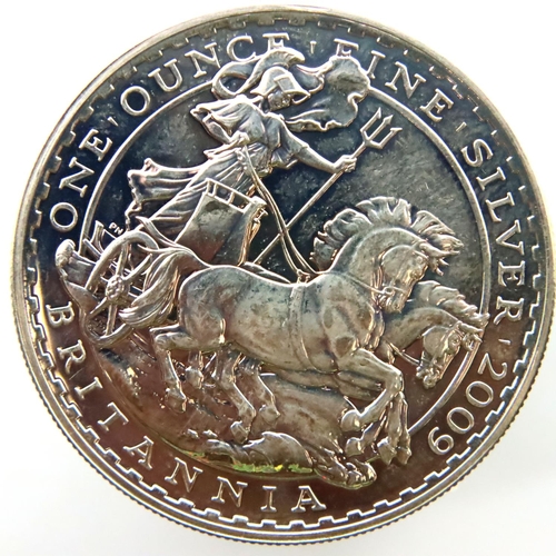 3093 - 2009 999 silver Britannia 1oz £2 coin. P&P Group 1 (£14+VAT for the first lot and £1+VAT for subsequ... 