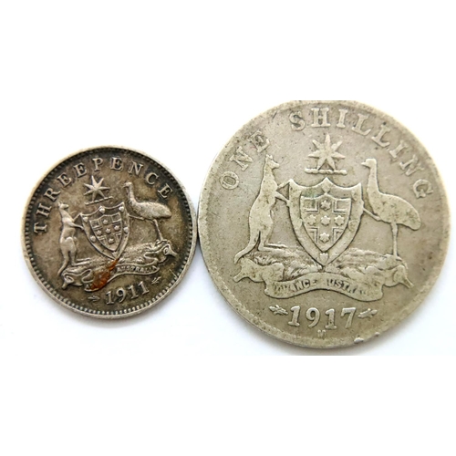 3106 - Two Australian silver coins of George V. P&P Group 1 (£14+VAT for the first lot and £1+VAT for subse... 