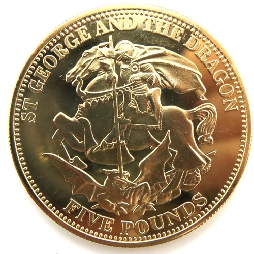 3205 - 2009 London Mint £5 coin, gold plated proof, boxed and encapsulated with COA. P&P Group 1 (£14+VAT f... 