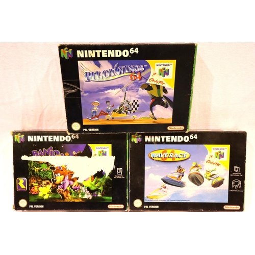 2310 - Three Nintendo 64 games, Pilotwings 64, Banjo-Kazooie and Wave Rack 64, all cartridges present. P&P ... 