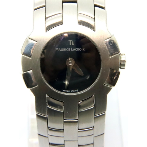 102 - Maurice LaCroix; ladies Intuition wristwatch stainless steel strap black dial original paperwork, wi... 