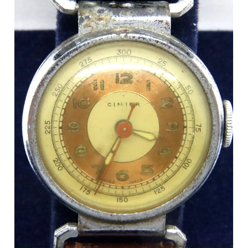 105 - Cimier; gents military wristwatch on brown leather strap, not working at lotting. P&P Group 1 (£14+V... 