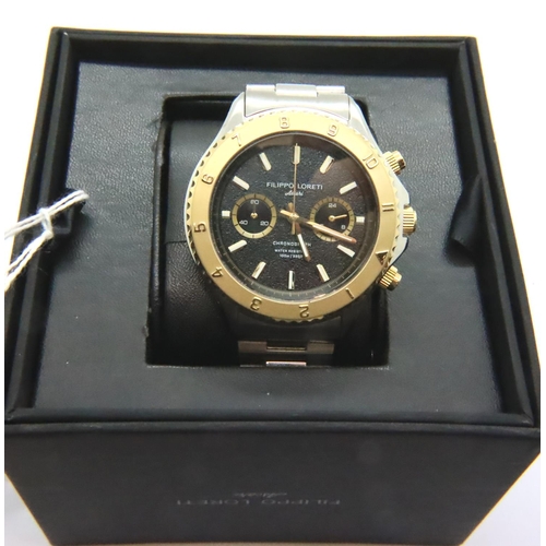 112 - Filippo Loreti; gents boxed chronograph wristwatch, working at lotting. P&P Group 1 (£14+VAT for the... 