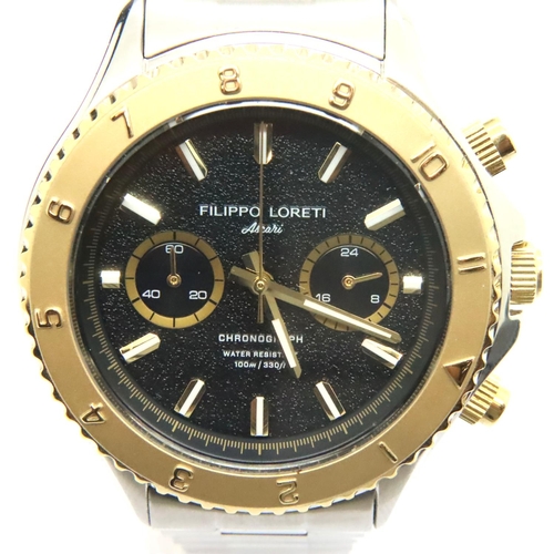 112 - Filippo Loreti; gents boxed chronograph wristwatch, working at lotting. P&P Group 1 (£14+VAT for the... 