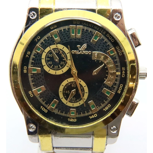 115 - Orlando; gents boxed wristwatch on a metallic bracelet, not working at lotting up. P&P Group 1 (£14+... 