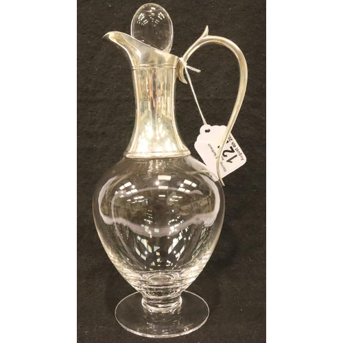 121 - Dartington Crystal claret jug with a hallmarked silver mount and handle, London assay, marked to J.A... 