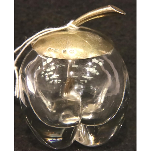 126 - Hallmarked silver and glass apple sauce holder. P&P Group 1 (£14+VAT for the first lot and £1+VAT fo... 