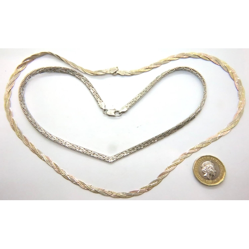 58 - Two 925 silver necklaces, L: 44 cm. P&P Group 1 (£14+VAT for the first lot and £1+VAT for subsequent... 