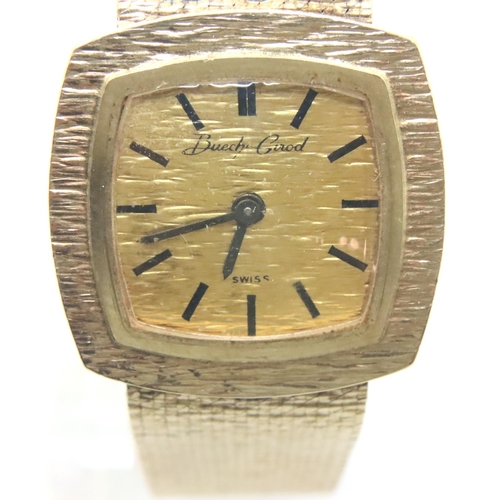 75 - Bueche Girod ladies 9ct wristwatch, gross 32.3g. P&P Group 1 (£14+VAT for the first lot and £1+VAT f... 