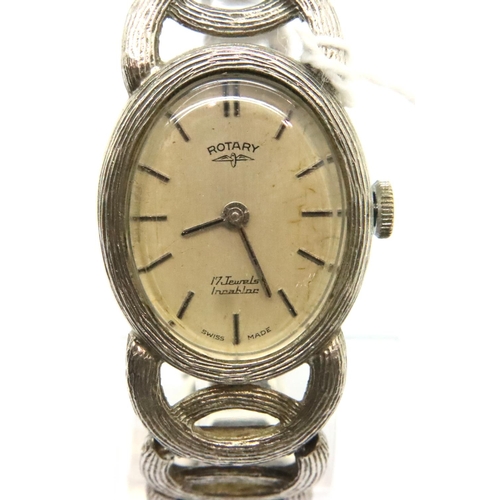 82 - Rotary; ladies silver wristwatch, boxed, working at lotting. P&P Group 1 (£14+VAT for the first lot ... 