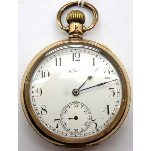 84 - Waltham; gents gold plated pocket watch, not working at lotting. P&P Group 1 (£14+VAT for the first ... 