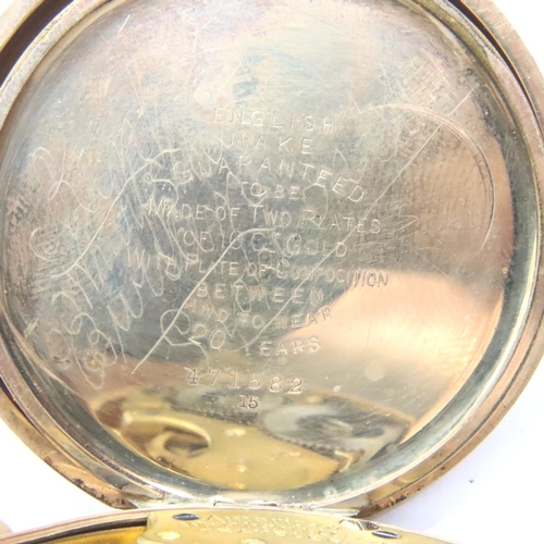 84 - Waltham; gents gold plated pocket watch, not working at lotting. P&P Group 1 (£14+VAT for the first ... 