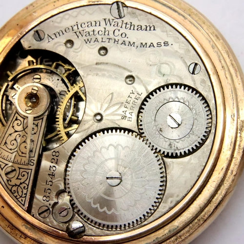 85 - Waltham gold plated pocket watch, lacking second finger. P&P Group 1 (£14+VAT for the first lot and ... 