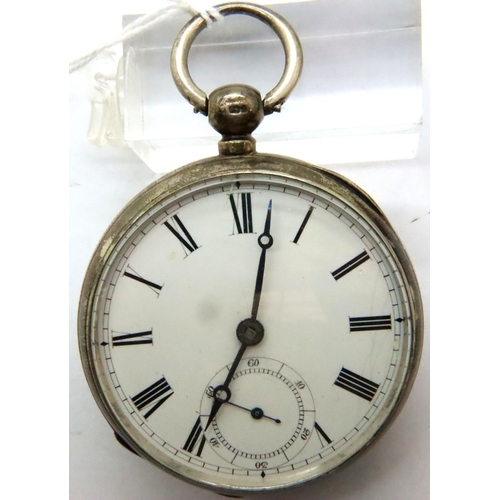 86 - Silver pocket watch with key. P&P Group 1 (£14+VAT for the first lot and £1+VAT for subsequent lots)