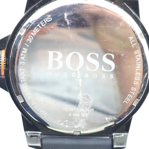 89 - Boss; oversized gents wristwatch on a rubber strap, requires battery. P&P Group 1 (£14+VAT for the f... 