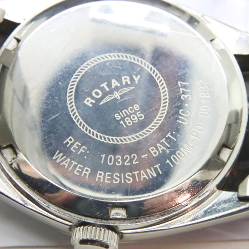 95 - Rotary; gents boxed wristwatch, working at lotting, light surface scratches on stainless steel strap... 