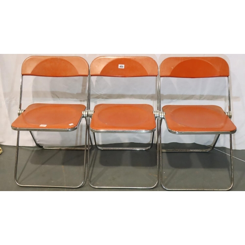 469 - Set of three 1960s original Italian designer folding chairs, H: 74 cm. Not available for in-house P&... 