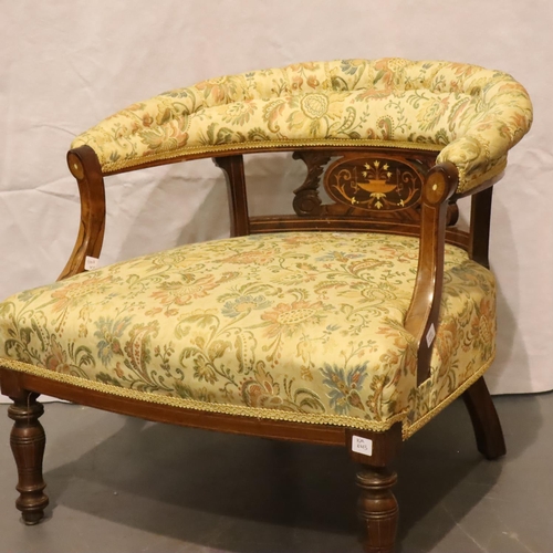 472 - Victorian rosewood chair with inlay, H: 57 cm. Not available for in-house P&P, contact Paul O'Hea at... 