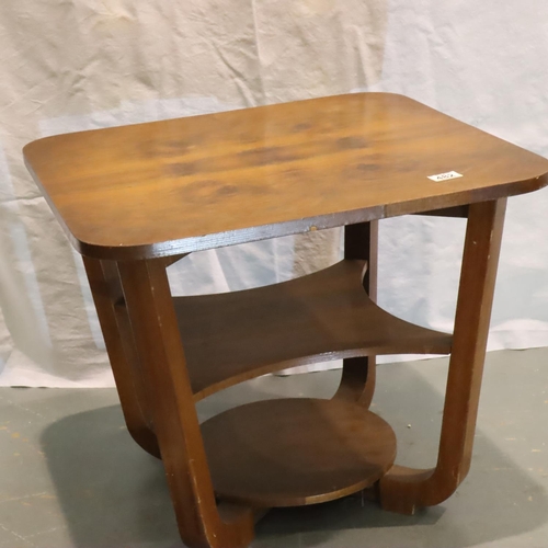 482 - Art Deco burr walnut table, D: 61 cm. Not available for in-house P&P, contact Paul O'Hea at Mailboxe... 