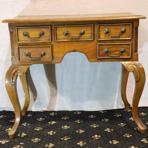 493 - Walnut lowboy with five drawers, 75 x 42 cm. Not available for in-house P&P, contact Paul O'Hea at M... 