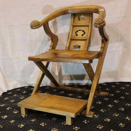 494 - Far East throne armchair with footpad, H: 92 cm. Not available for in-house P&P, contact Paul O'Hea ... 