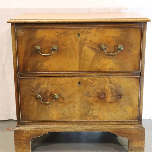 496 - Georgian walnut chest with lift over top drawer and lower drawer, 68 x 45 x 71cm H. Not available fo... 