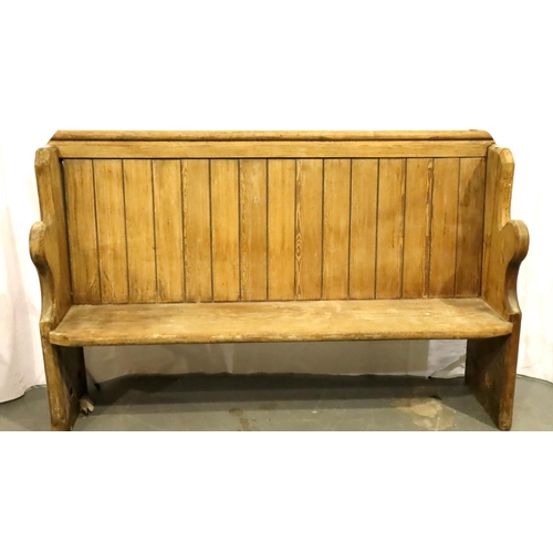 505 - Small Victorian pitch pine pew, 158 x 42 x 106 cm H. Not available for in-house P&P, contact Paul O'... 