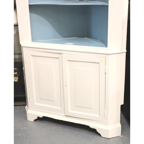 500 - Painted Victorian corner cupboard with shelves. Not available for in-house P&P, contact Paul O'Hea a... 