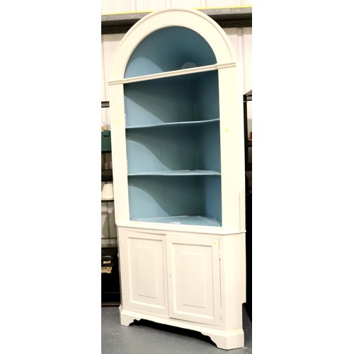 500 - Painted Victorian corner cupboard with shelves. Not available for in-house P&P, contact Paul O'Hea a... 