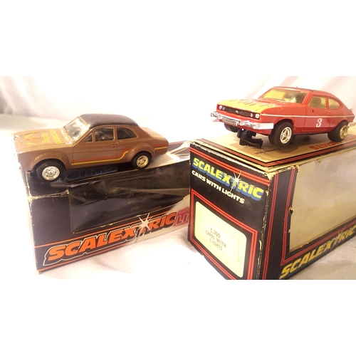 2094 - Two Scalextric cars with lights, C287 Ford Escort Westwood Racing, C300 Ford Capri, Red 3, both in v... 