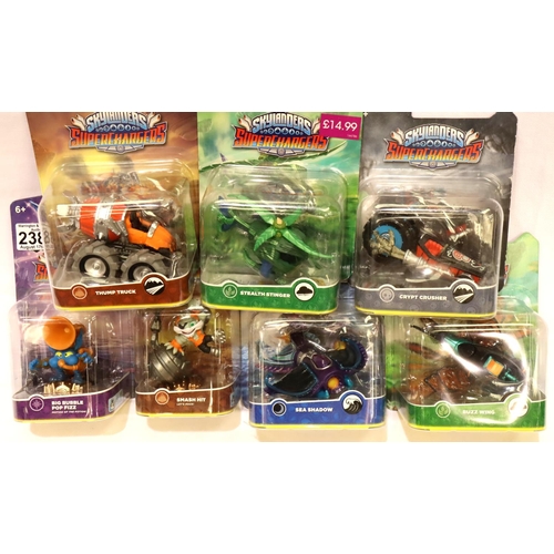 2388 - Skylanders Superchargers; boxed Crypt Crusher, Stealth Stinger, Thump Truck, Buzz Wing, Sea Shadow, ... 