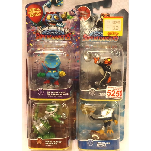 2389 - Skylanders Superchargers; boxed steel plated Smash Hit, Birthday Bash Big Bubble Pop Fizz, Fiesta an... 