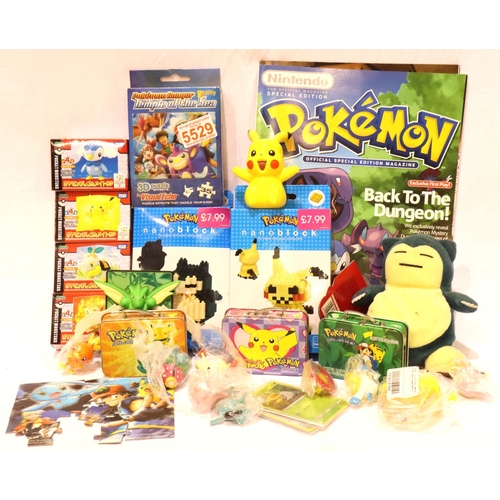 2395 - Pokemon; mixed promotional items, Nanoblock figures, tins etc. P&P Group 2 (£18+VAT for the first lo... 