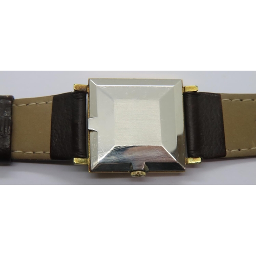 102 - Omega; gents De Ville mechanical wristwatch, gold plated with square dial. Working at lotting, we do... 