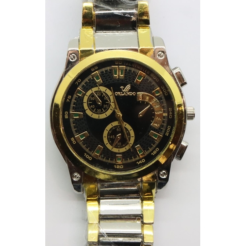 105 - Orlando; gents boxed wristwatch on a metallic bracelet, not working at lotting up. P&P Group 1 (£14+... 