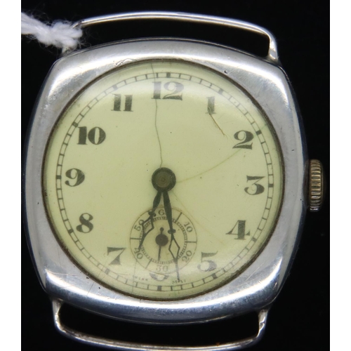 110 - 925 silver fifteen jewel Swiss movement vintage cushion shaped wristwatch head (no strap) and box. P... 