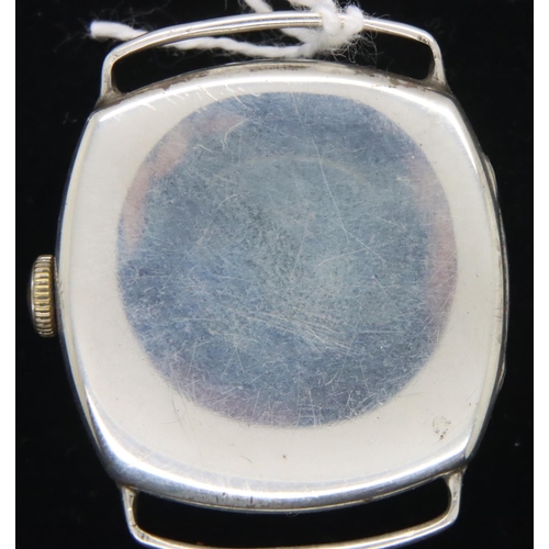 110 - 925 silver fifteen jewel Swiss movement vintage cushion shaped wristwatch head (no strap) and box. P... 