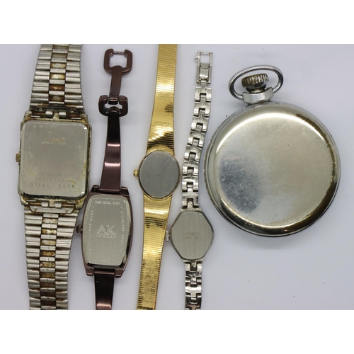 111 - Four wristwatches, Limit, Klein and a Smiths Empire pocket watch. P&P Group 1 (£14+VAT for the first... 