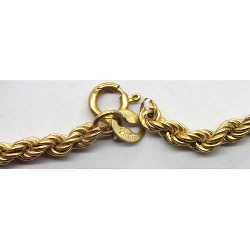 47 - 9ct gold broken rope chain, 4.4g. P&P Group 1 (£14+VAT for the first lot and £1+VAT for subsequent l... 