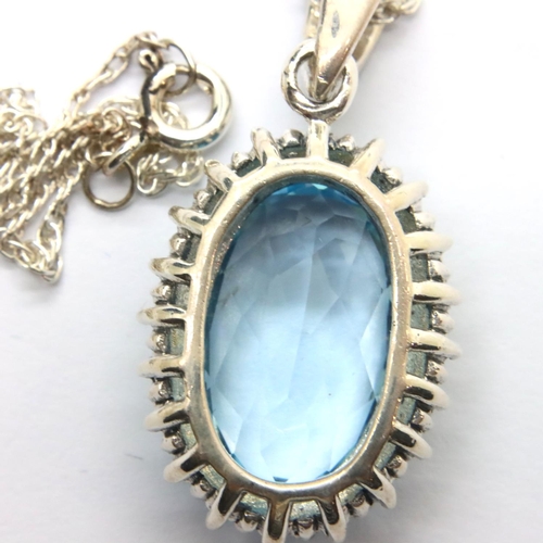 51 - Large topaz set pendant on a silver chain. P&P Group 1 (£14+VAT for the first lot and £1+VAT for sub... 