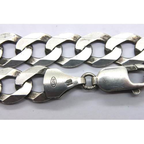 58 - 925 silver gents flat link necklace, L: 48 cm, 40g. P&P Group 1 (£14+VAT for the first lot and £1+VA... 