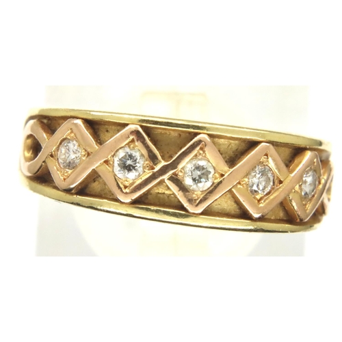 61 - 18ct gold diamond set ring, size P, 6.8g, general wear from age. P&P Group 1 (£14+VAT for the first ... 