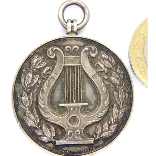 65 - Silver music medal Royal Navy training ship Mercury, awarded to Donald Fox Christmas 1924, 18g. P&P ... 