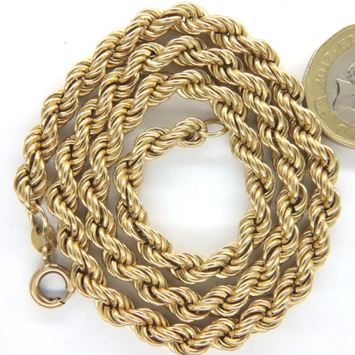 77 - 9ct gold rope chain, L: 50 cm, 11.9g. P&P Group 1 (£14+VAT for the first lot and £1+VAT for subseque... 