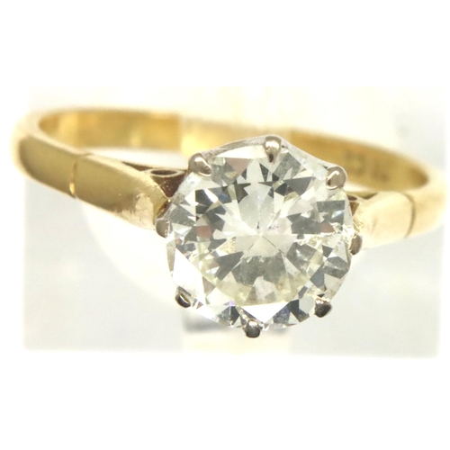 80 - 18ct gold solitaire diamond ring, diamond approximately 1.25ct (NOT 1.5  ct.) (D: 7.1 mm) size N/O, ...