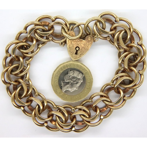 80A - 9ct gold ring bracelet with padlock clasp, 42.2g. P&P Group 1 (£14+VAT for the first lot and £1+VAT ... 