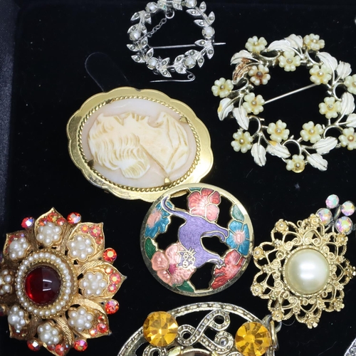 93 - Selection of costume jewellery brooches. P&P Group 1 (£14+VAT for the first lot and £1+VAT for subse... 
